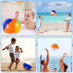 6 Pack Inflatable Beach Balls 10 Inch Rainbow Pool Toys Summer Water Games Kids