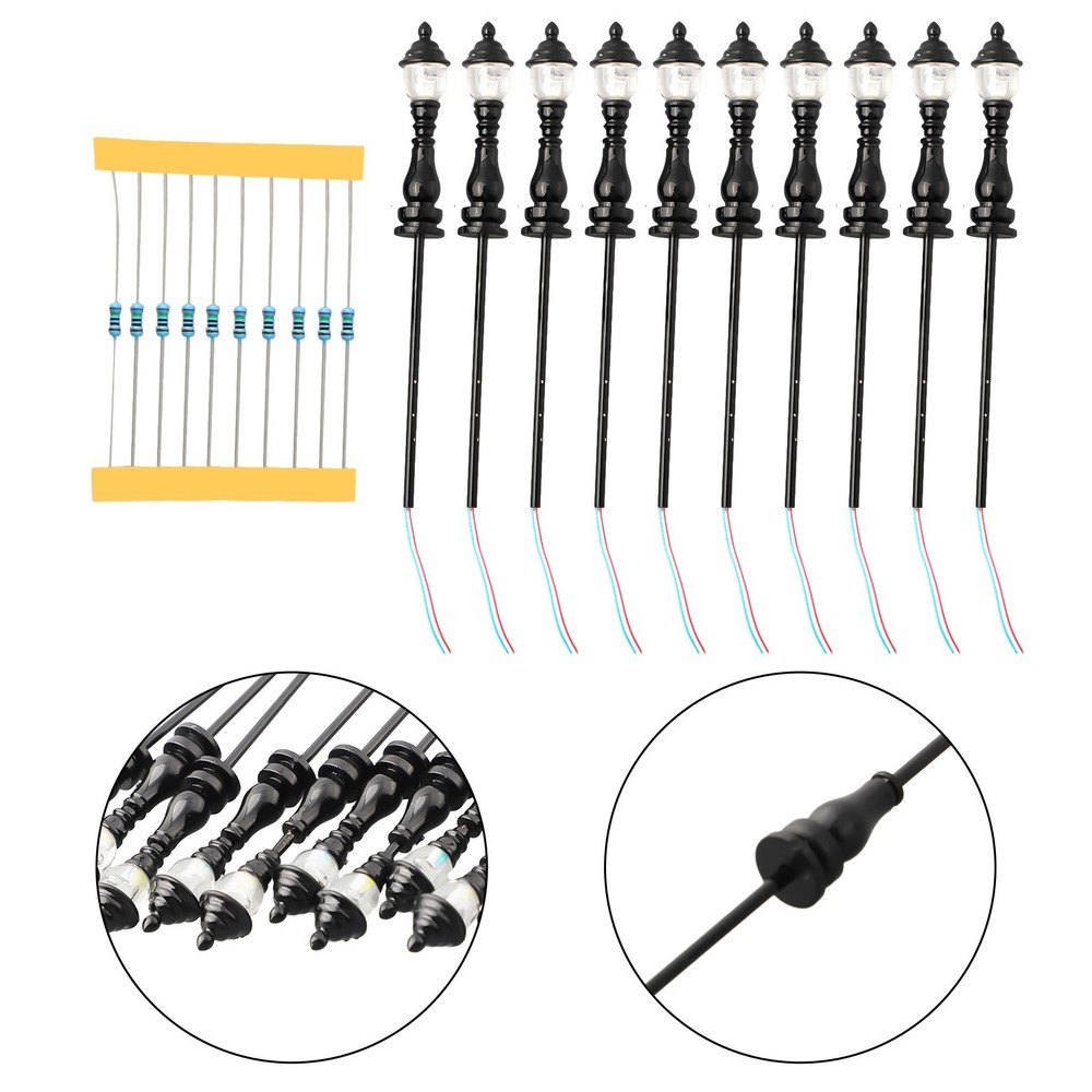 10 X Model Railroad Train OO/HO Scale Lamp Post Led Street Light 8.5cm 1:87