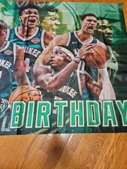 Milwaukee Bucks happy Birthday Nylon banner 58 x 37 inches