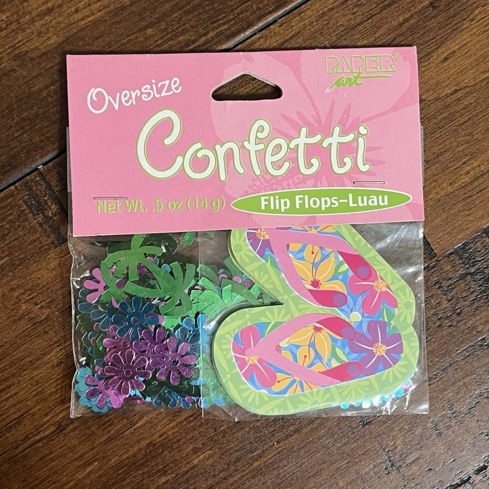 NEW 00s – Paper Art Oversized Confetti Flip Flops Luau Summer Beach Party Decor