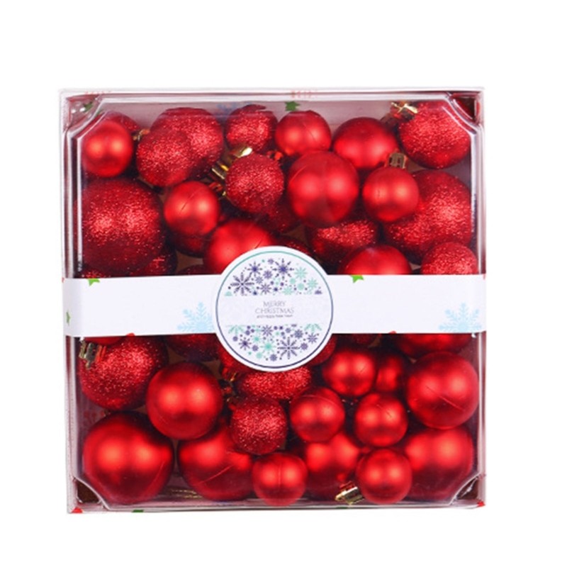 3/4/5cm Mixed Size Ornaments 44pcs/box Shatterproof Plastic Balls Set for Tree