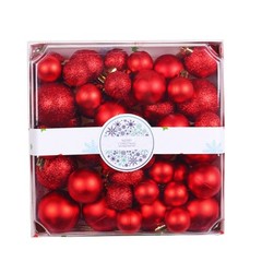 3/4/5cm Mixed Size Ornaments 44pcs/box Shatterproof Plastic Balls Set for Tree