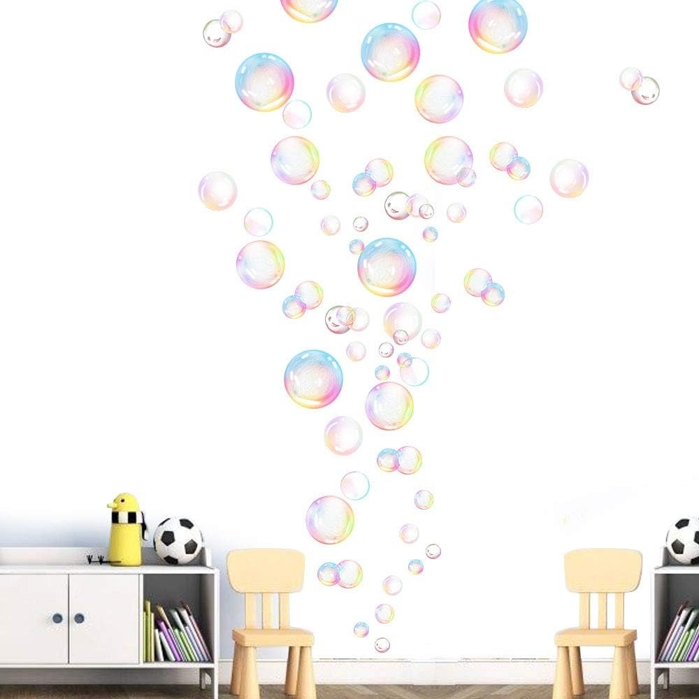 Transparent Bubble Wall Decal Sticker Cutout Kid’s Under Blue,white,rainbow
