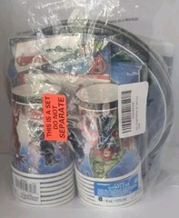 Marvel Avengers Party Pack – Plates, Napkins, Tablecloth, Cups, Tattoos, Candles