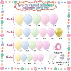 Rainbow Balloon Garland Kit 181Pcs Macaron Easter Balloon Arch Kit, Pastel