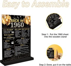 65th Birthday Anniversary Decoration Women Men, Black Gold Back in 1