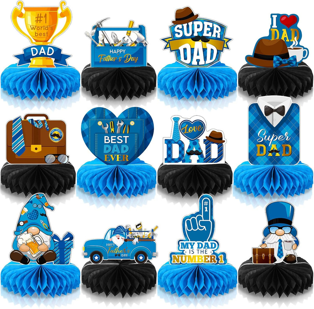 12 Pcs Father’S Day Decorations Double Sided Printing Fathers Day Table