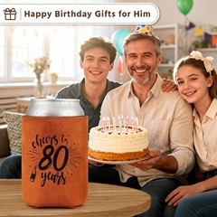 Funny 80th Birthday Gift – Vintage 1946 Leather Beer Cooler Sleeve for Him/Her