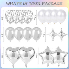 Silver Happy Birthday Decorations Kit, Iridescent Happy Birthday Banner and Penn