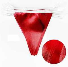 Red Party Decorations Triangle Pennant Banner Flag Dark Red Metallic Fabric Bunt