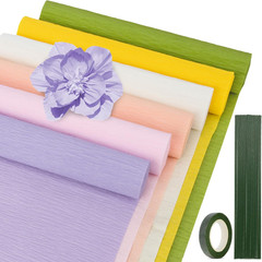 27 PCS Crepe Paper Flower Kit – 6 PCS Colored Crepe Paper Roll Premium Pastel St