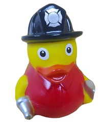 Fire Fighter Rubber Squeaker Duck 4 inch New