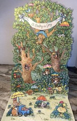 VTG 1970S HALLMARK POPUP FOLD DOWN 3d CENTERPIECE Family Tree Baby ShowerRARE