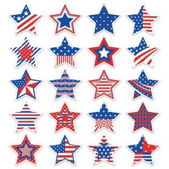 40pcs Patriotic Star Thick Gel Clings Red Blue White 4th of July Star Reusable W