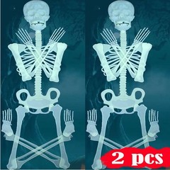 2PCS Luminous Halloween Human Skeleton Oversized Poseable Decor Party Prop 5FT