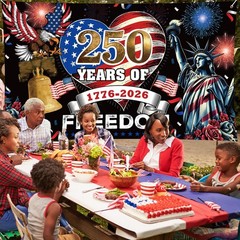 185x110cm Patriotic Backdrop – 1776-2026 USA Freedom Celebration Background with