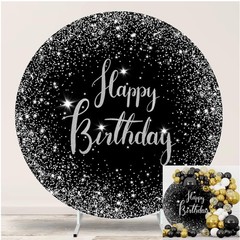 Happy Birthday Glitter Stars Diamonds – Round Backdrop 7.2ft