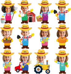 60Pcs Farm Theme Cutouts Farmer with Straw Hat Bulletin Board Decorations Farmer
