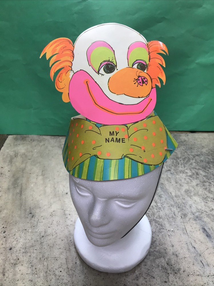 Vintage Clown Paper Party Hat – My Name – Unique Industries – RARE – Fast Ship!