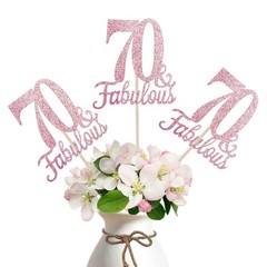 10 PCS Double Sided Rose Gold Glitter Fabulous 70th Birthday Centerpieces
