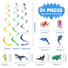WERNNSAI 24 Pcs Ocean Party Hanging Swirls – Ocean Theme Party Decorations Sea A