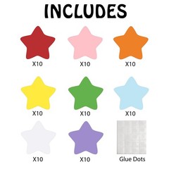 80 PCS Colored Star Shape Cutouts Cardboard Bulletin Board DIY Craft Decor