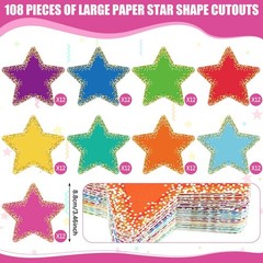 108 Pcs 3.5 Inch Small Confetti Star Cutouts for Classroom Bulletin Board