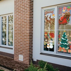 Christmas Party Decorations – Snowflake Window Clings Stickers for White Red