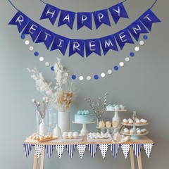 Lightweight Blue Silver Retirement Party Banner – Perfect for Celebrations