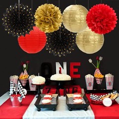 Red-Black Gold Casino Theme Party-Decorations – 20pcs Game Night Paper Lanter…