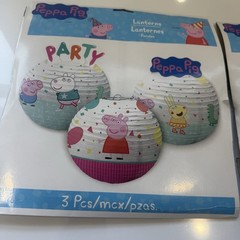 Peppa Pig Party Lanterns 3 Pack 9.5” Paper Hanging Decorations NEW