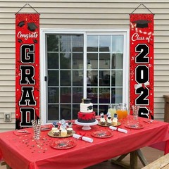 Graduation Decorations Class of 2026 Red – Porch Banner Door Sign for Front D…