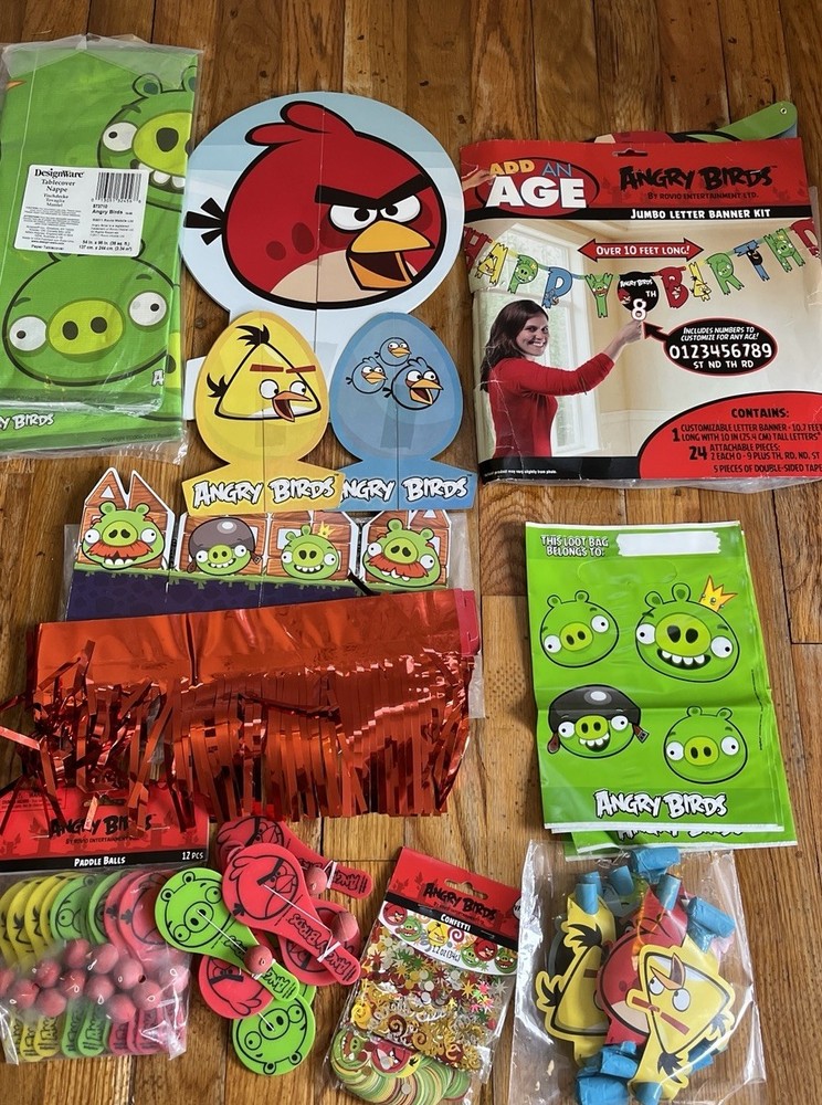 Angry Birds Happy Birthday Confetti Decorations Favors Bags Tablecloth Lot
