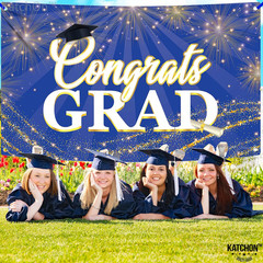 Graduation Decorations 2026 Congrats Grad Banner – 72X44 Inch, Blue Graduation B