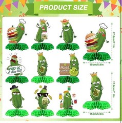 9PCS Funny Pickle Party Decorations – Honeycomb Centerpieces, Table Decor New F5