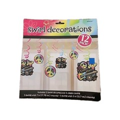 Neon 80s Birthday Butterfly Peace Guitar Party Hanging Swirl Decorations