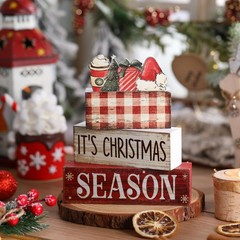 Lineshading 4 Pcs Christmas Table Decoration Wooden Hot Cocoa Santa Hat Decor…