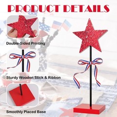 3Pcs 4th of July Table Decor Wooden Star Set Red White Blue Patriotic Tables …