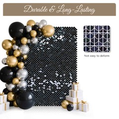 12 Pcs Mermaid Shimmer Wall Backdrop Panel Iridescent Black Sequin Party 3×4 Ft