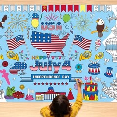 4th of July Coloring 72″ x 32″ (Rectangular) Blue-4th of July
