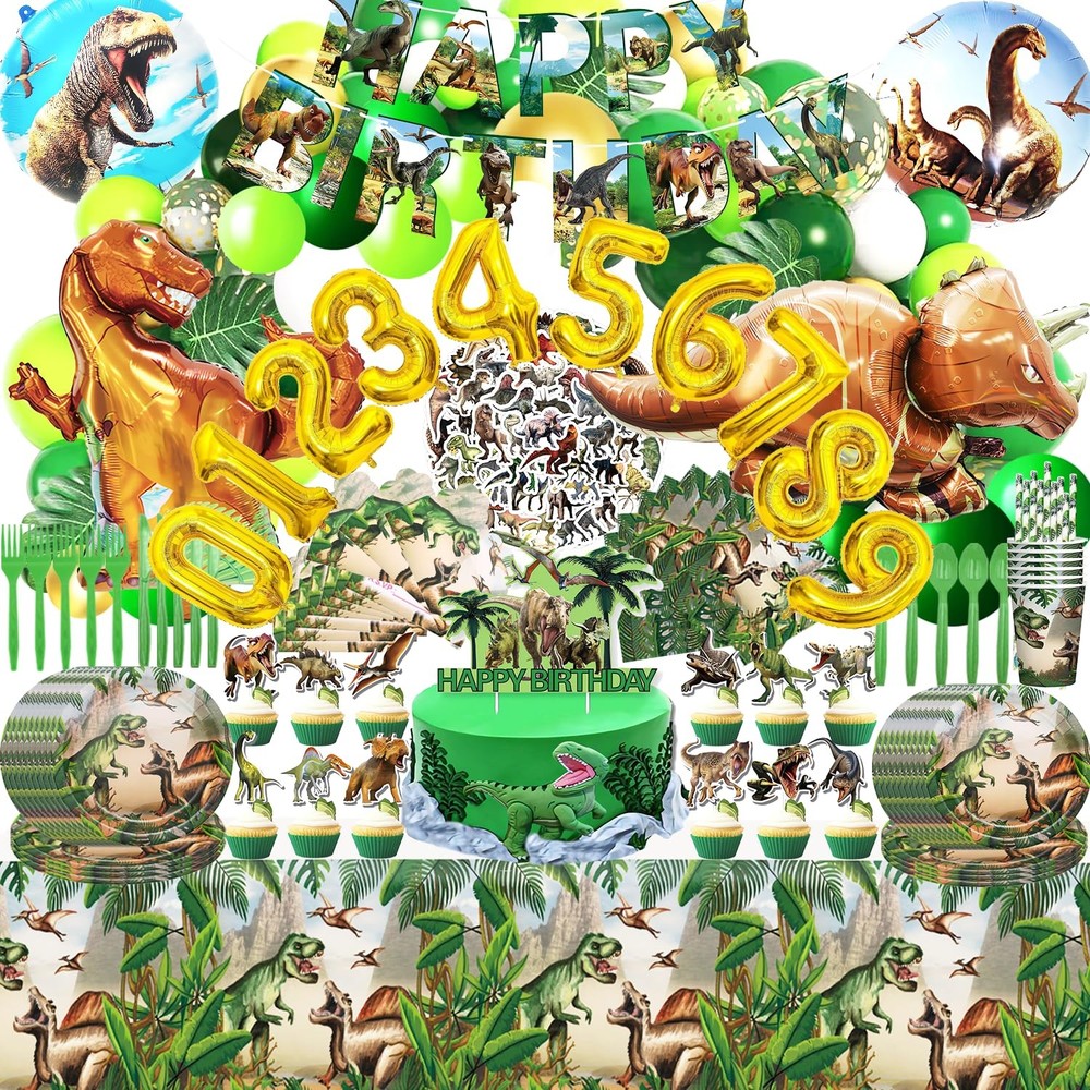 397 PCS Dinosaur Birthday Decorations – Dino Theme Birthday Party Supplies Se…