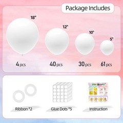 135pcs White Balloon Garland Arch Kit Mixed Sizes for Birthday Wedding Graduatio
