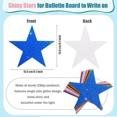 120 Pcs Glitter Star Cutouts Star Confetti Cutout Assorted Color Glitter Star…