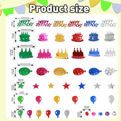 Multicolor Happy Birthday Confetti, 3000 Pcs Birthday Cake Table Metallic Foil C