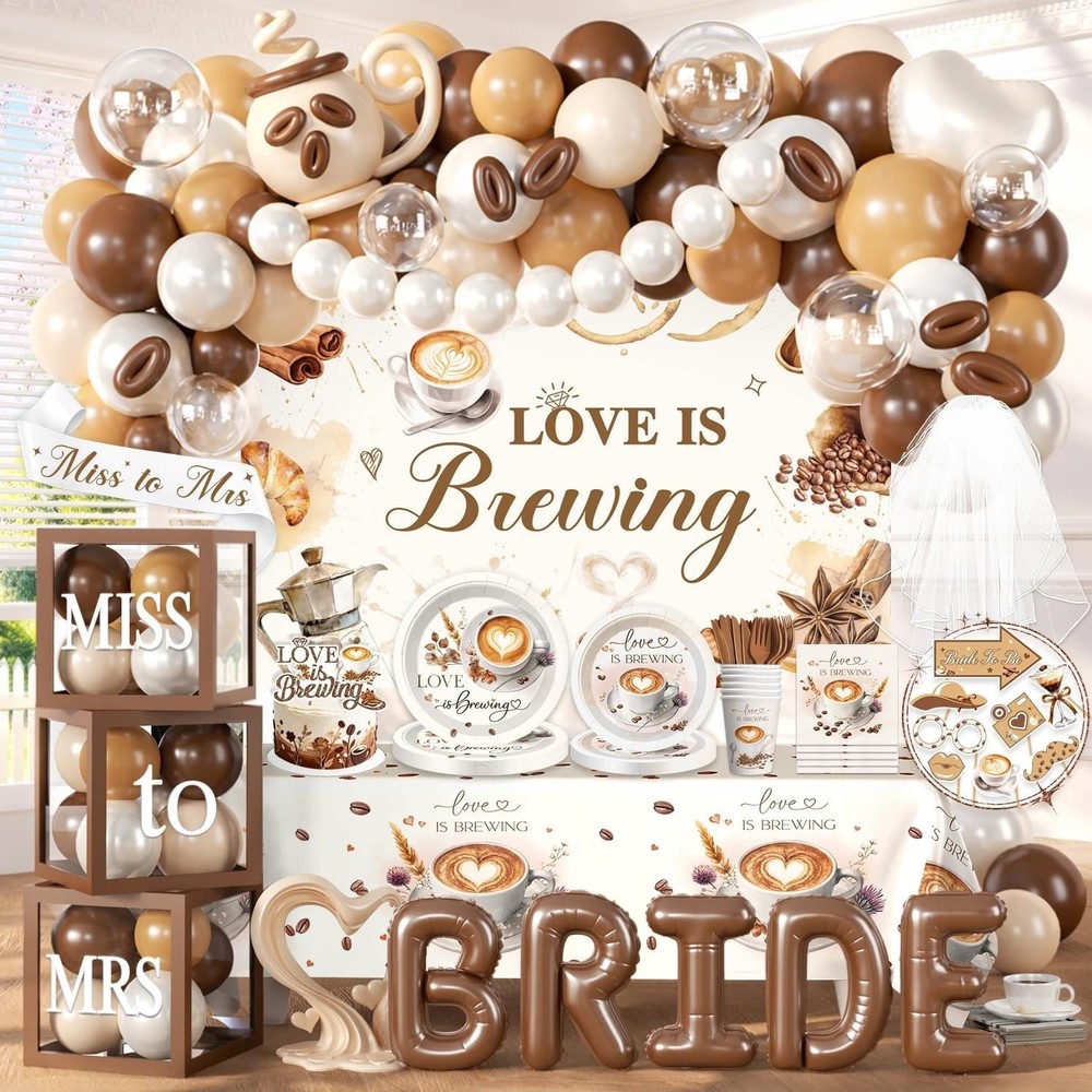 Love Is Brewing Bridal Shower Decorations Set NEW