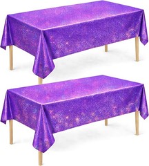 Purple Birthday Decorations Laser Purple Tablecloth 2 Pack Party Decor