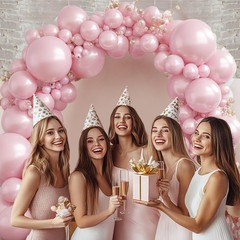 Pearl Pink Balloons Arch Kit – Double Stuffed Pastel Light Pale Pink Balloons…