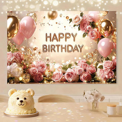 Birthday Backdrop Birthday Banner for Women 71 X 43 Inc Happy Birthday Backdrop