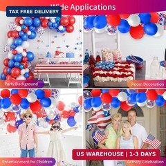 Red White and Blue Balloons, 60pcs 4th of July Patriotic Balloons, 12 Inches Red