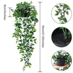 Whonline Fake Hanging Plants, Artificial Small 3.5″ x 3.2″ x 21.65″, Green